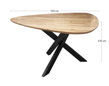 Table à manger bois massif d'acacia et métal 6 personnes Makana