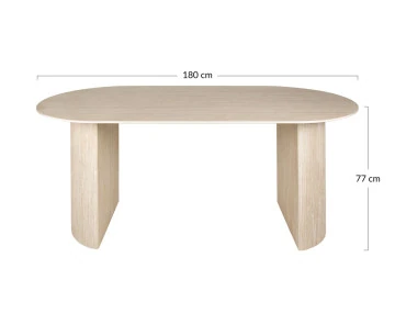Table à manger bois effet travertin 6 personnes Maeva