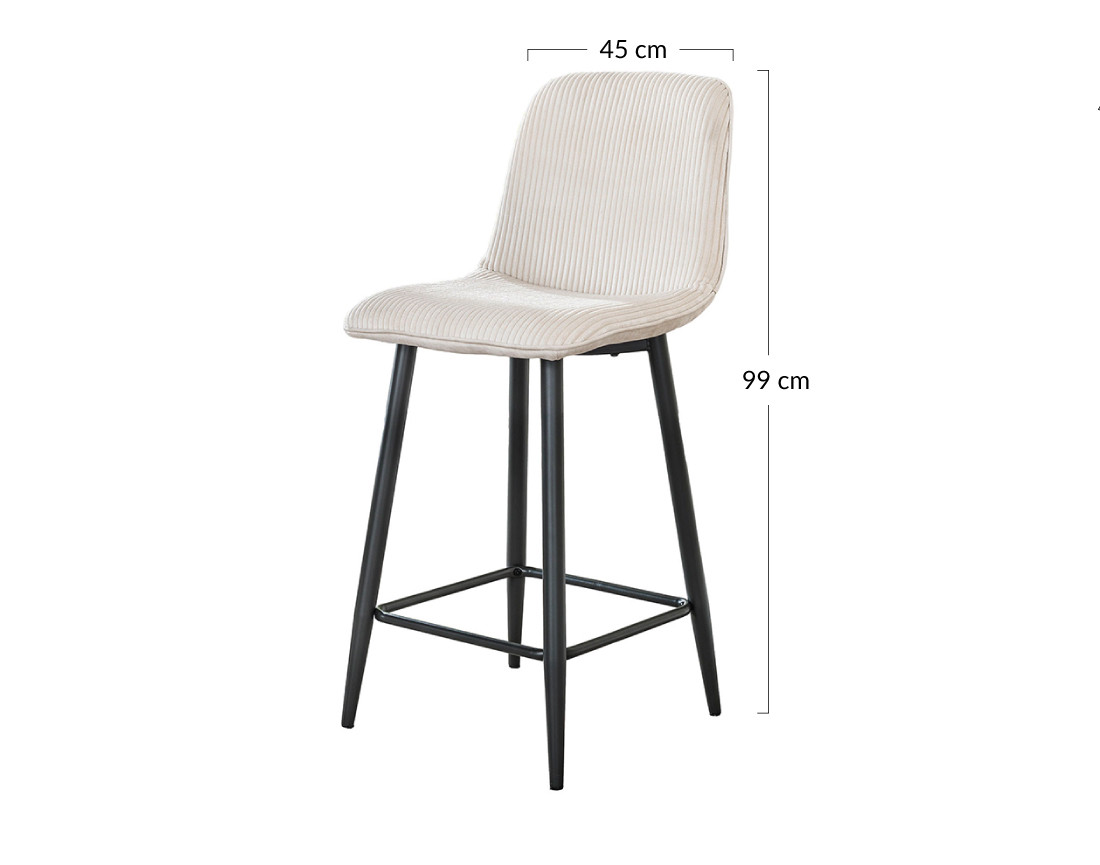 Lot de 2 tabourets en velours côtelé et velours Iris