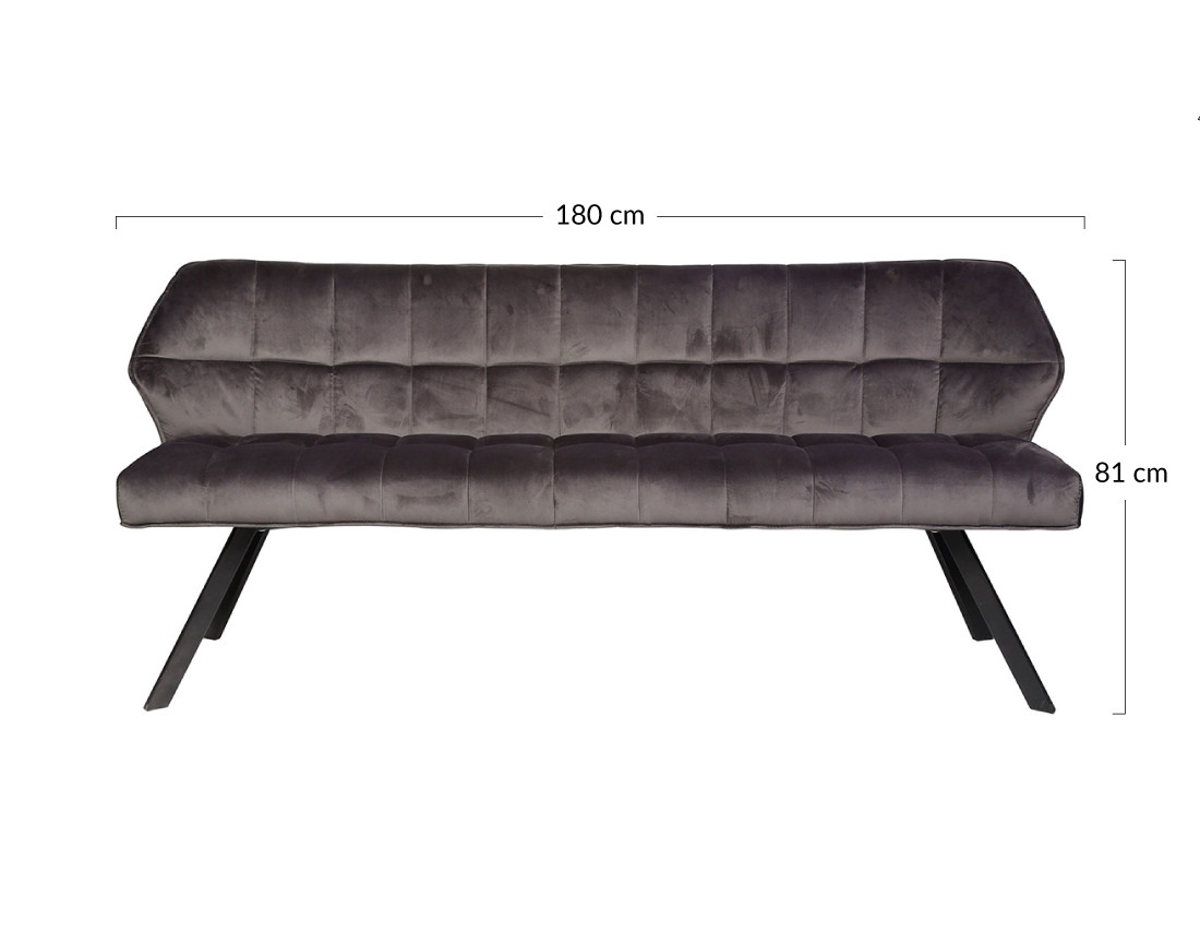 Banc de table en velours 3 personnes Neela