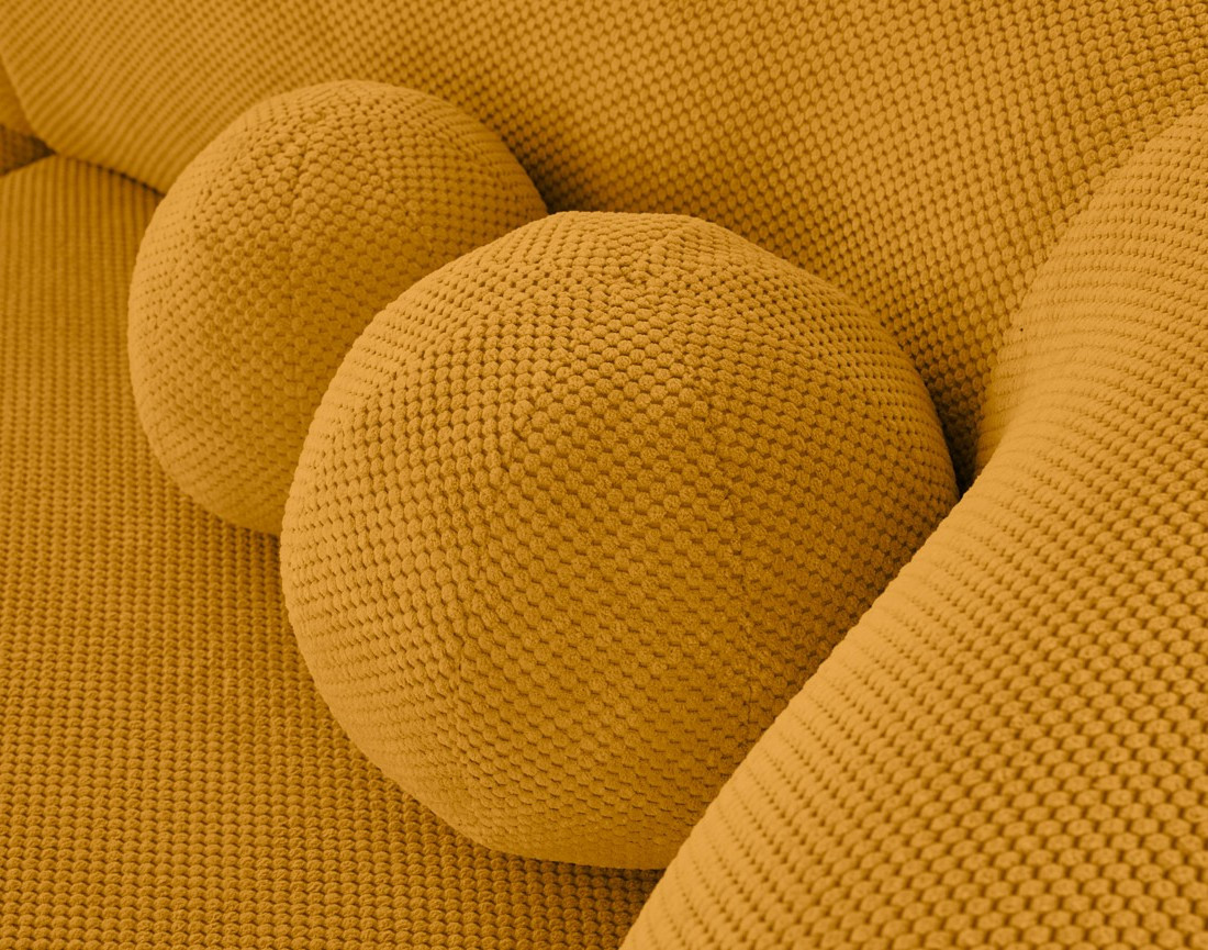 Canapé droit 2 places en velours texturé Charles