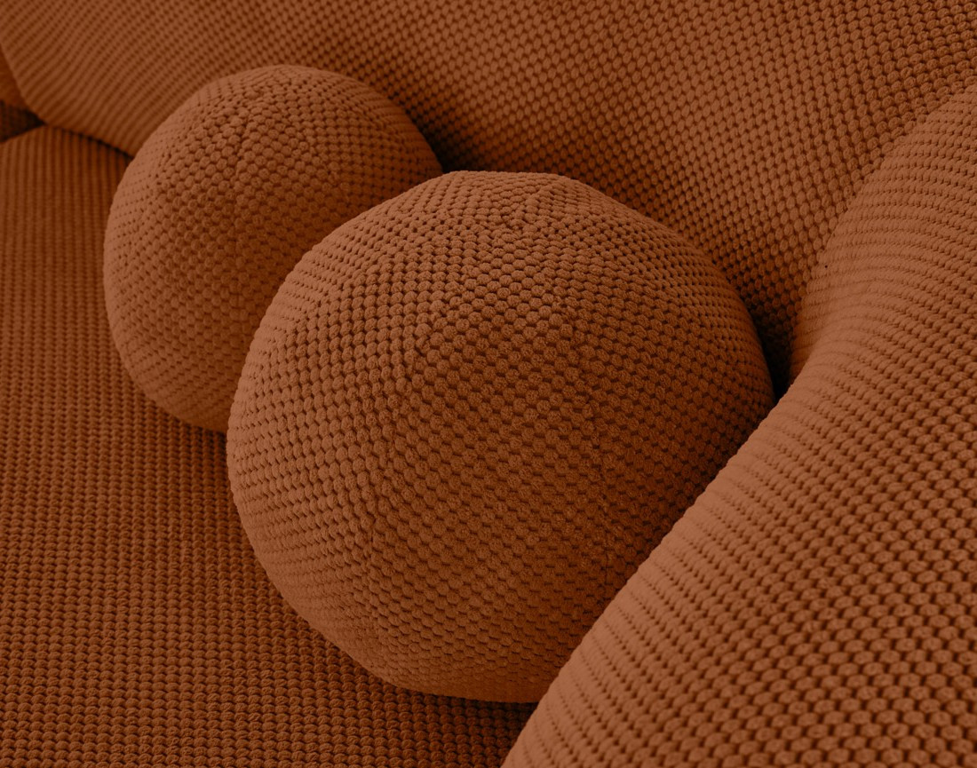 Canapé droit 2 places en velours texturé Charles