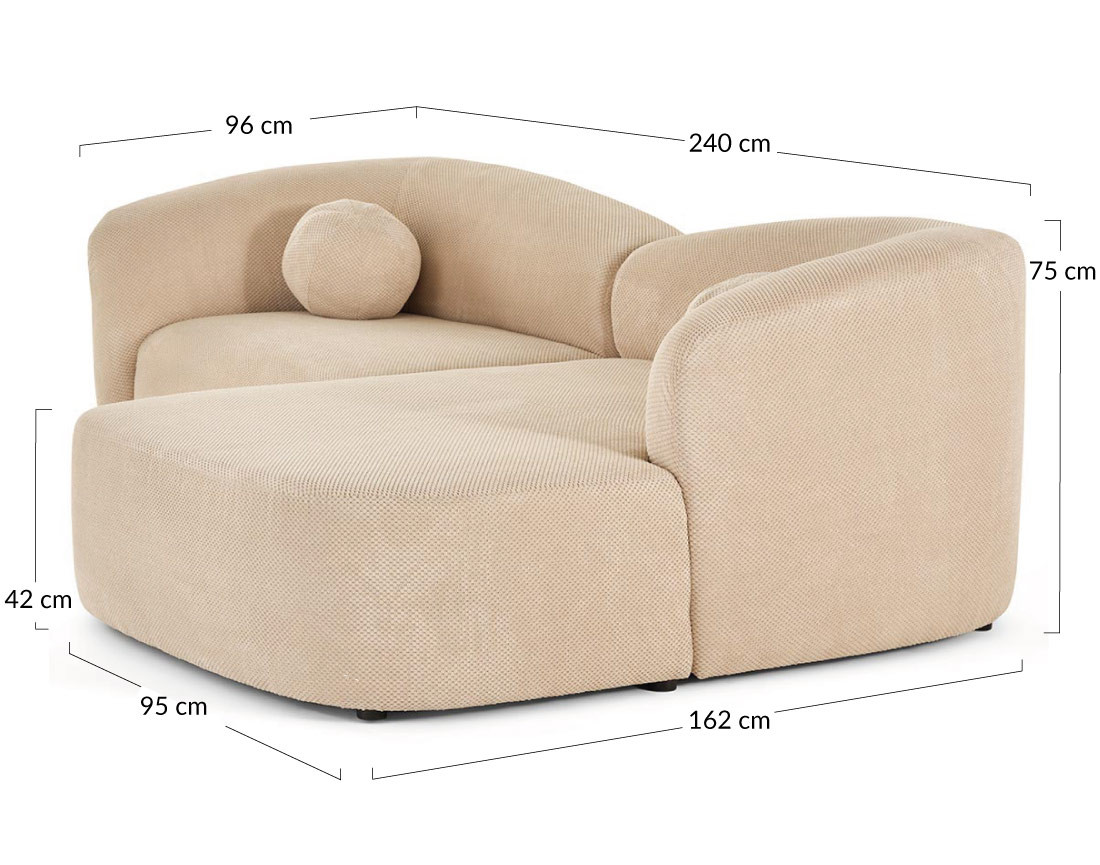 Canapé d'angle droit 4 places en velours texturé Charles