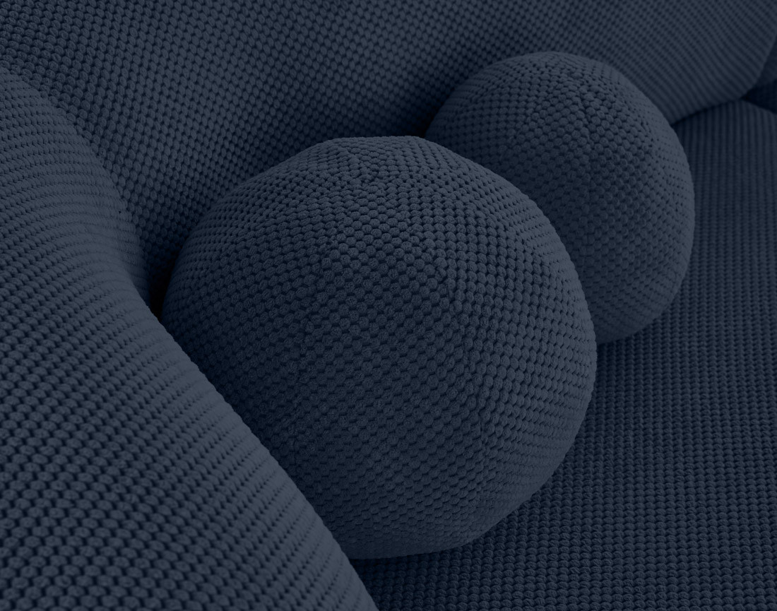 Canapé droit 4 places avec double méridienne en velours texturé Charles