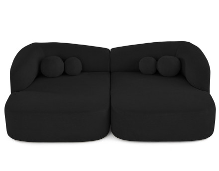 Canapé droit 4 places avec double méridienne en velours texturé Charles