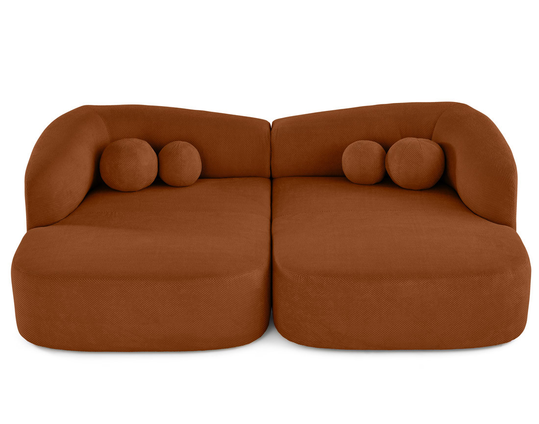 Canapé droit 4 places avec double méridienne en velours texturé Charles