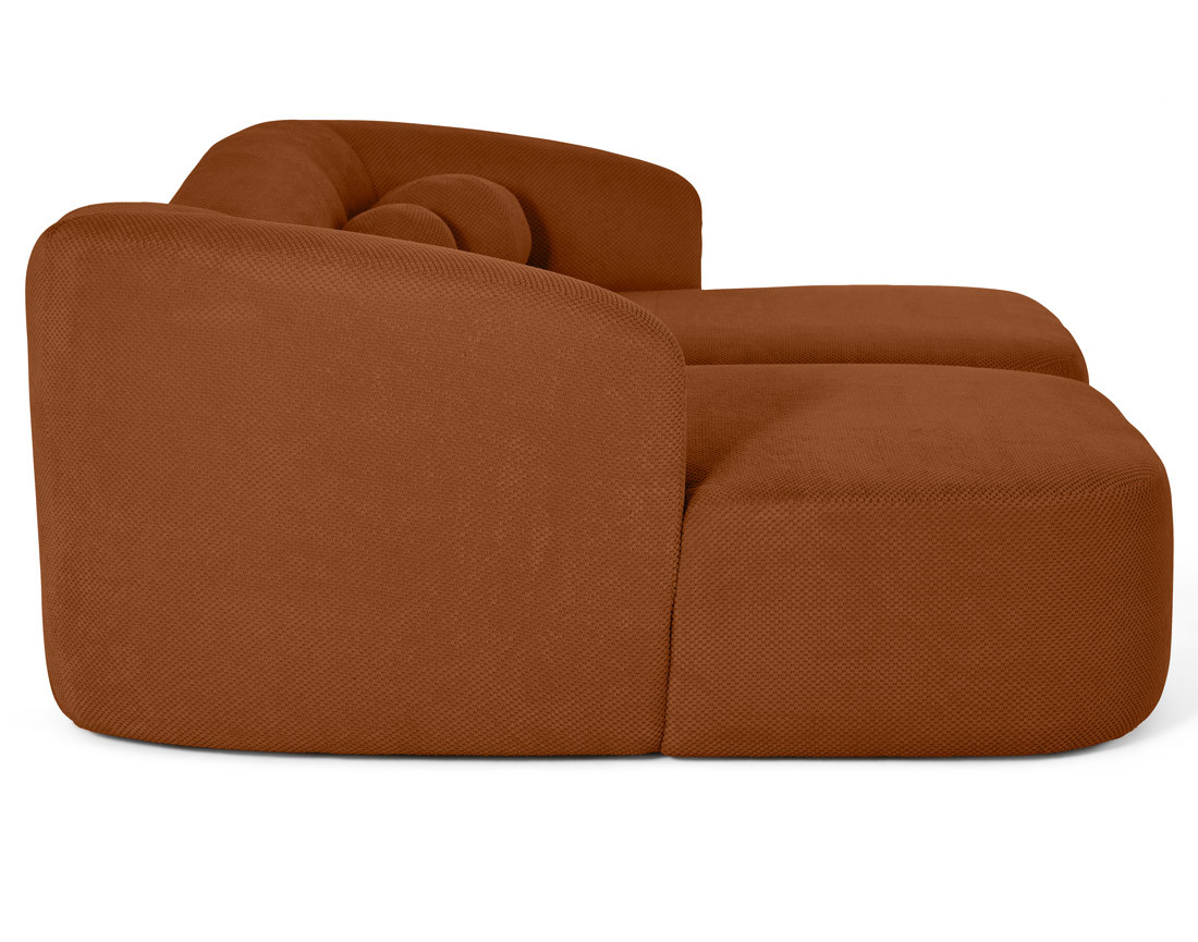 Canapé droit 4 places avec double méridienne en velours texturé Charles