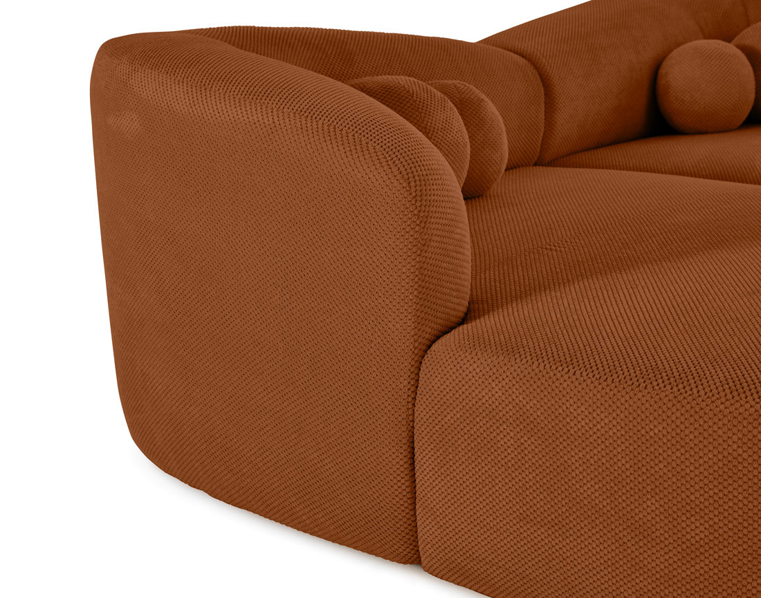 Canapé droit 4 places avec double méridienne en velours texturé Charles