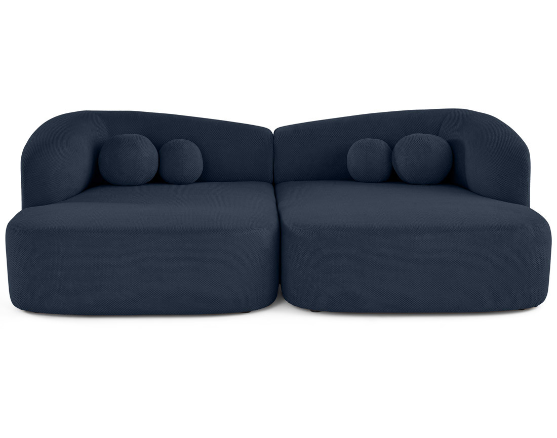 Canapé droit 4 places avec double méridienne en velours texturé Charles