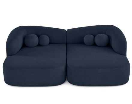 Canapé droit 4 places avec double méridienne en velours texturé Charles