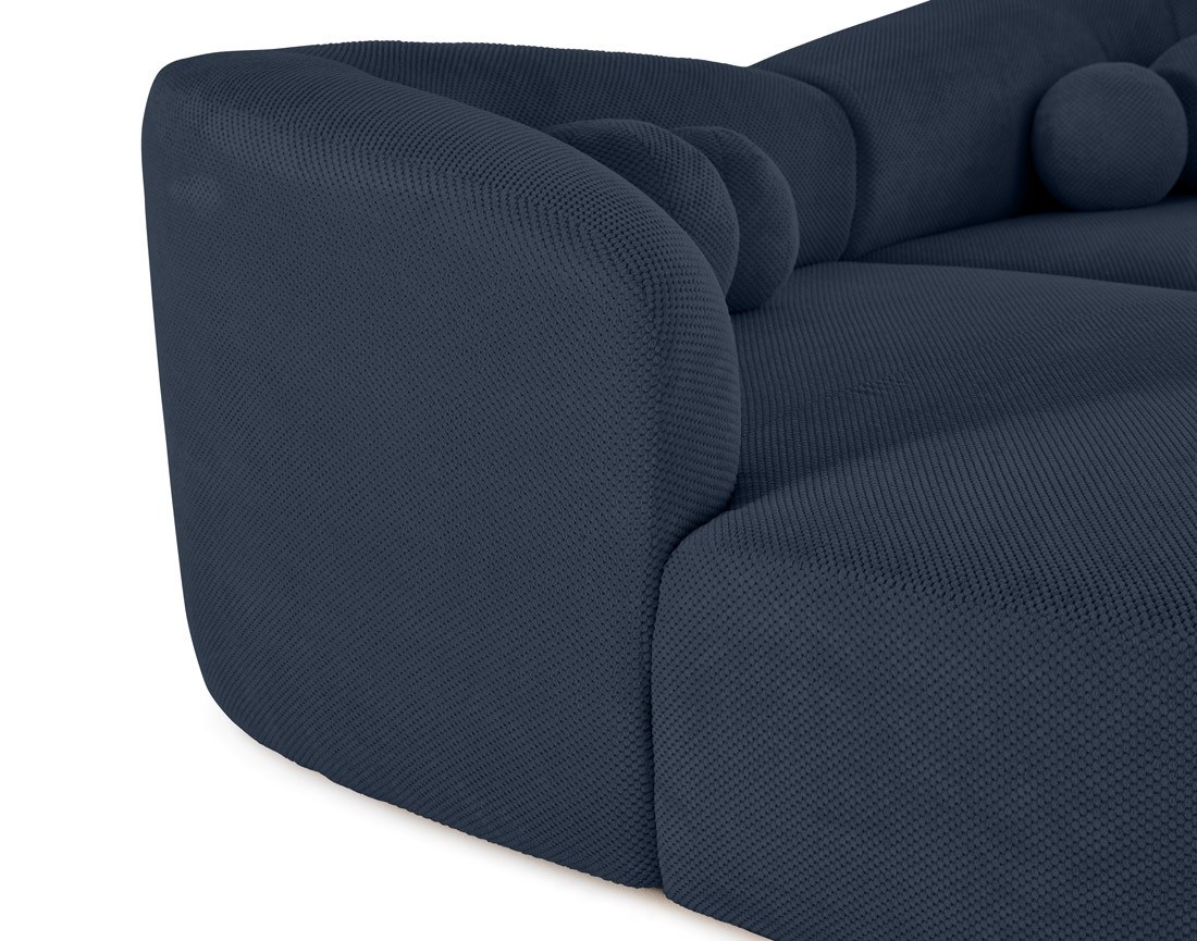 Canapé droit 4 places avec double méridienne en velours texturé Charles