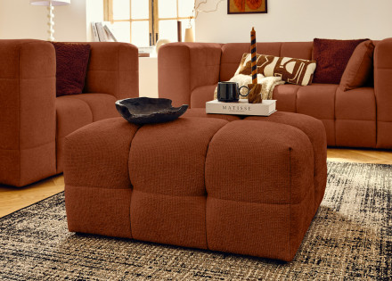 Pouf en tissu texturé Suzano