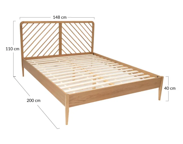 Lit 140x190 cm sommier inclus chêne massif Gothenburg