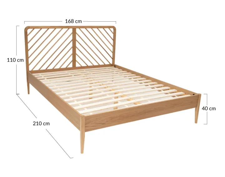 Lit 160x200 cm sommier inclus chêne massif Gothenburg