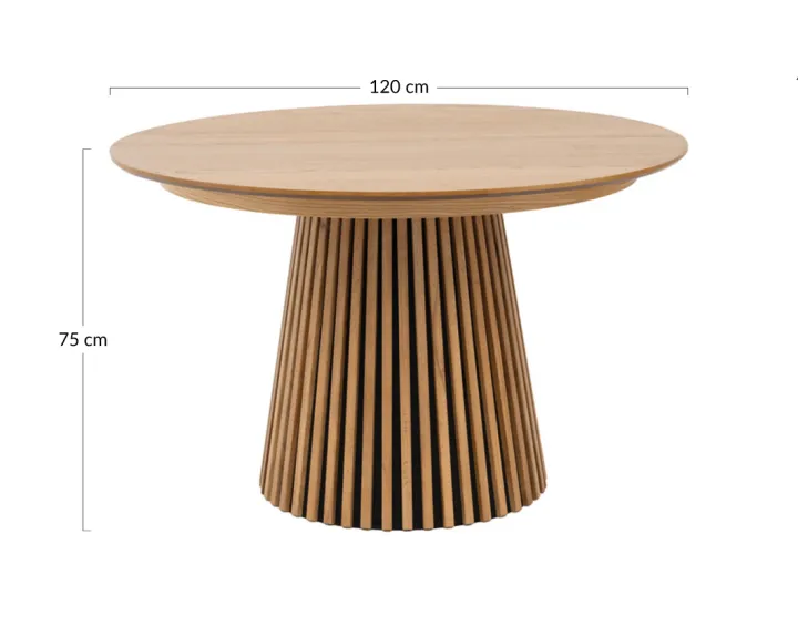 Table à manger ronde extensible bois 4 à 8 personnes Freya