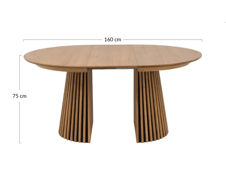 Table à manger ronde extensible bois 4 à 8 personnes Freya