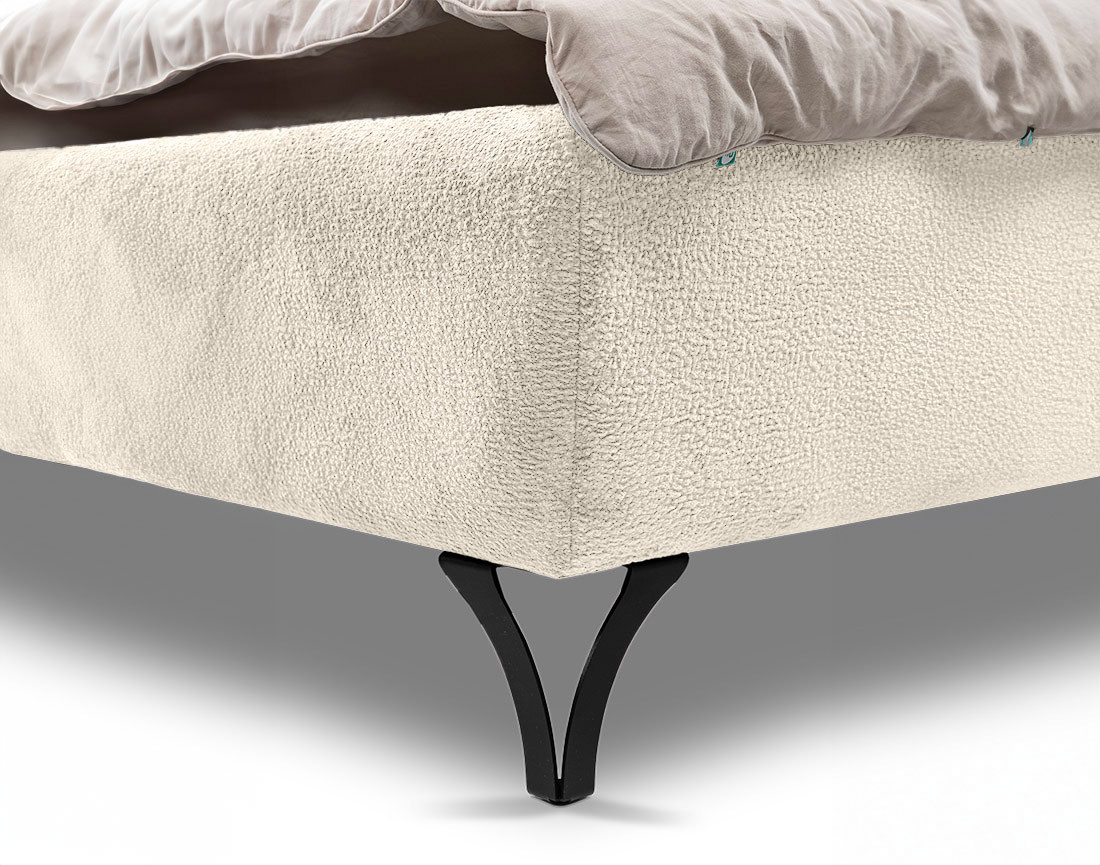 Lit coffre 160x200 cm en tissu bouclette sommier inclus Sohan