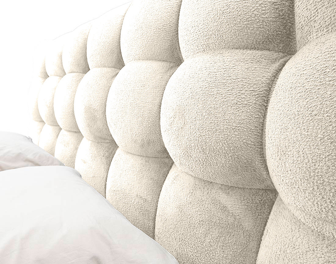 Lit coffre 160x200 cm en tissu bouclette sommier inclus Sohan