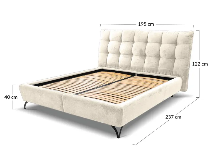 Lit coffre 160x200 cm en tissu bouclette sommier inclus Sohan