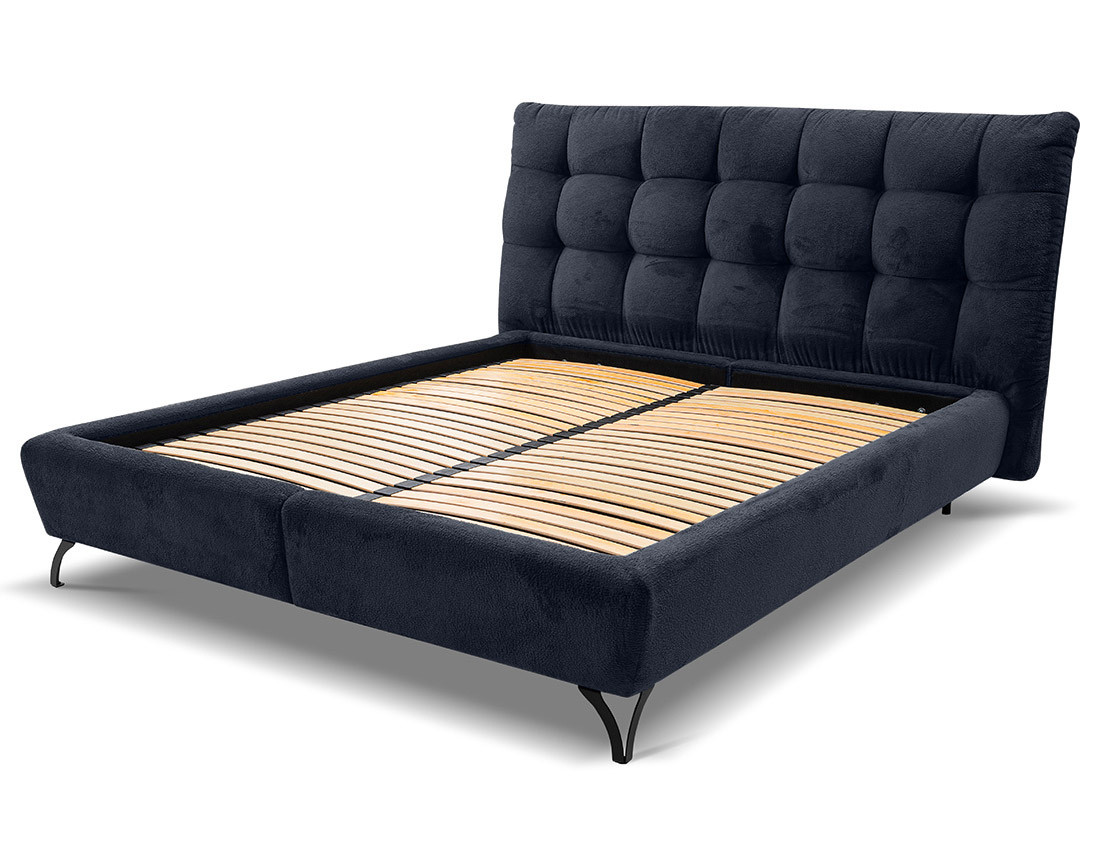 Lit coffre 180x200 cm en tissu bouclette sommier inclus Sohan