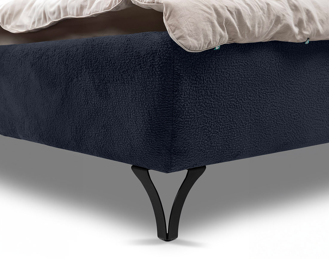Lit coffre 180x200 cm en tissu bouclette sommier inclus Sohan