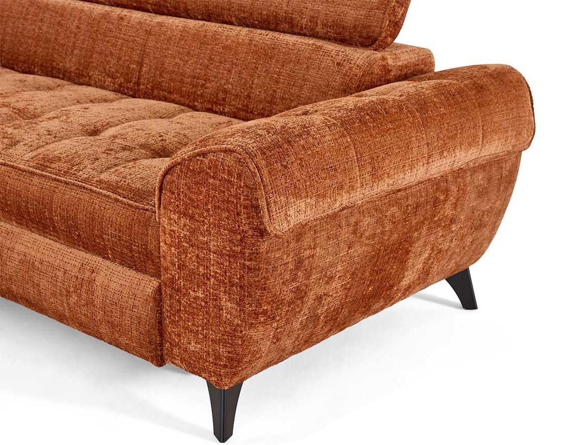 Canapé d'angle gauche convertible avec coffre en velours texturé Marlo