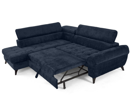 Canapé d'angle gauche convertible avec coffre en velours texturé Marlo