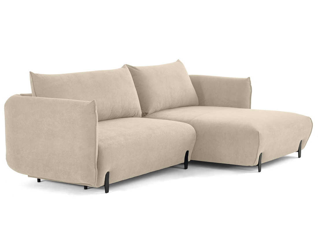 Canapé d'angle droit 4 places convertible avec coffre en tissu Gianni Canapé d'angle droit 4 places convertible avec coffre en tissu Gianni