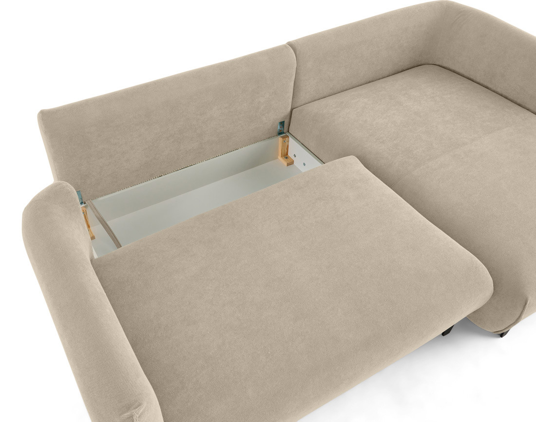 Canapé d'angle droit 4 places convertible avec coffre en tissu Gianni Canapé d'angle droit 4 places convertible avec coffre en tissu Gianni