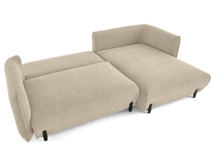 Canapé d'angle droit 4 places convertible avec coffre en tissu Gianni