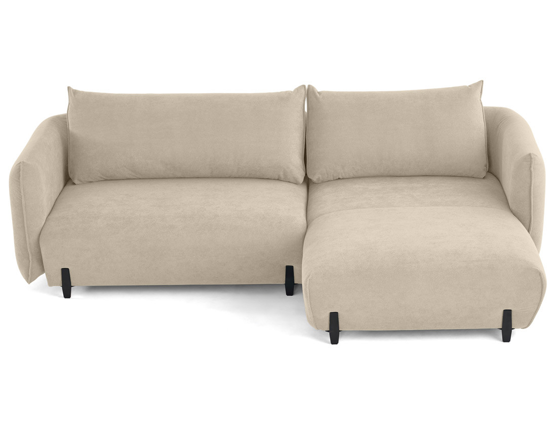 Canapé d'angle droit 4 places convertible avec coffre en tissu Gianni Canapé d'angle droit 4 places convertible avec coffre en tissu Gianni