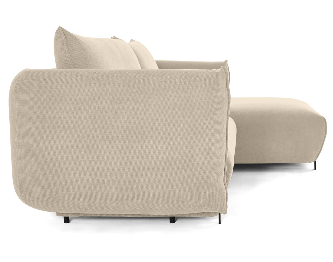 Canapé d'angle droit 4 places convertible avec coffre en tissu Gianni Canapé d'angle droit 4 places convertible avec coffre en tissu Gianni