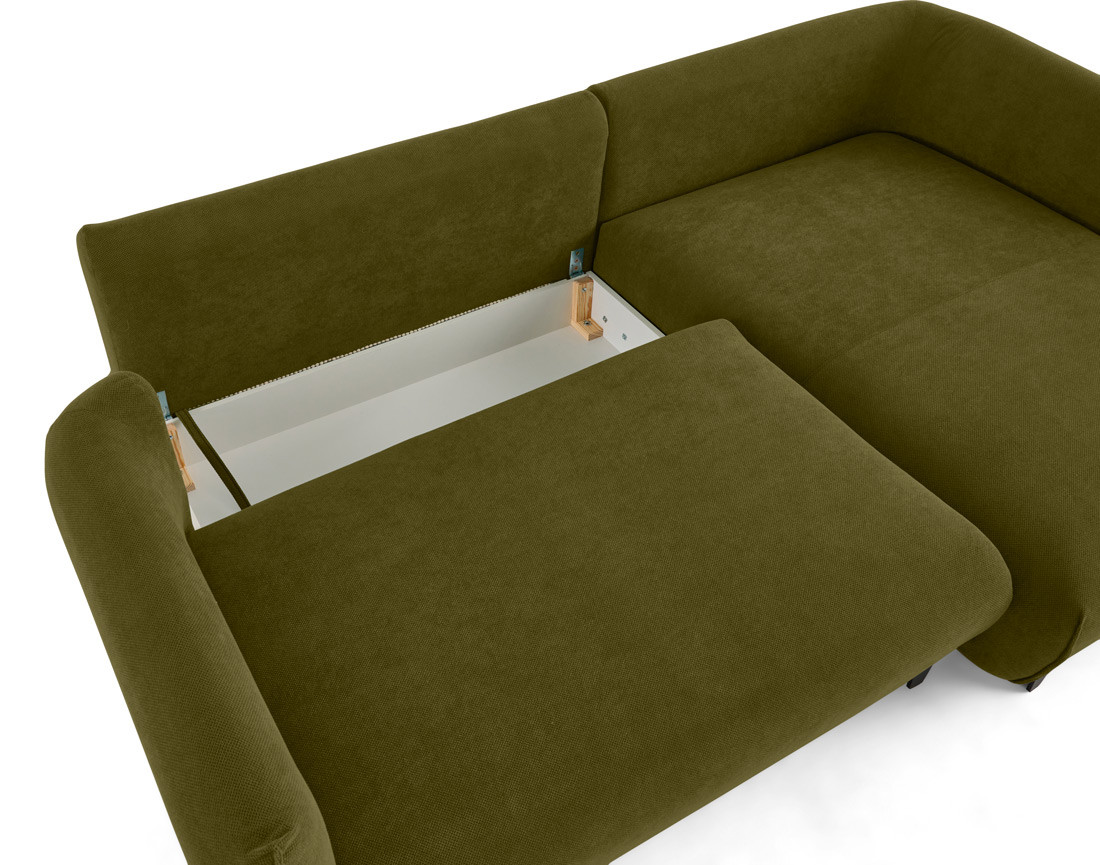 Canapé d'angle droit 4 places convertible avec coffre en tissu Gianni