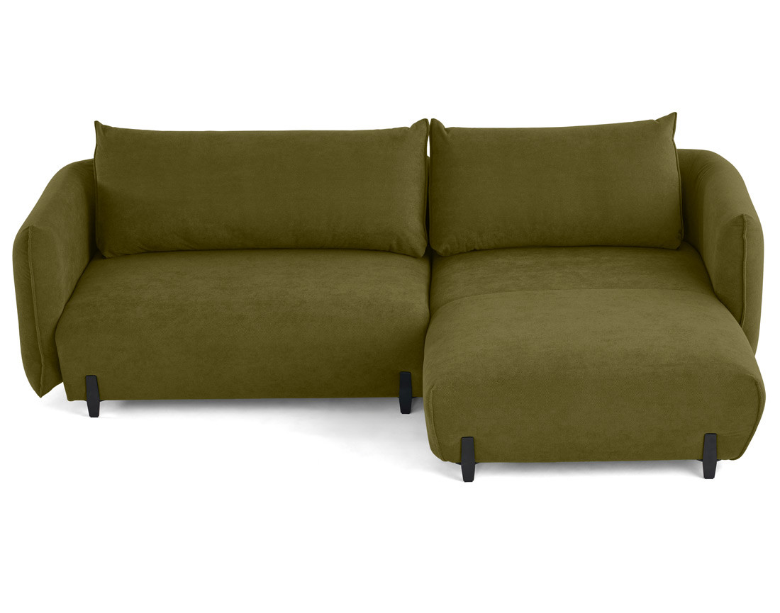 Canapé d'angle droit 4 places convertible avec coffre en tissu Gianni