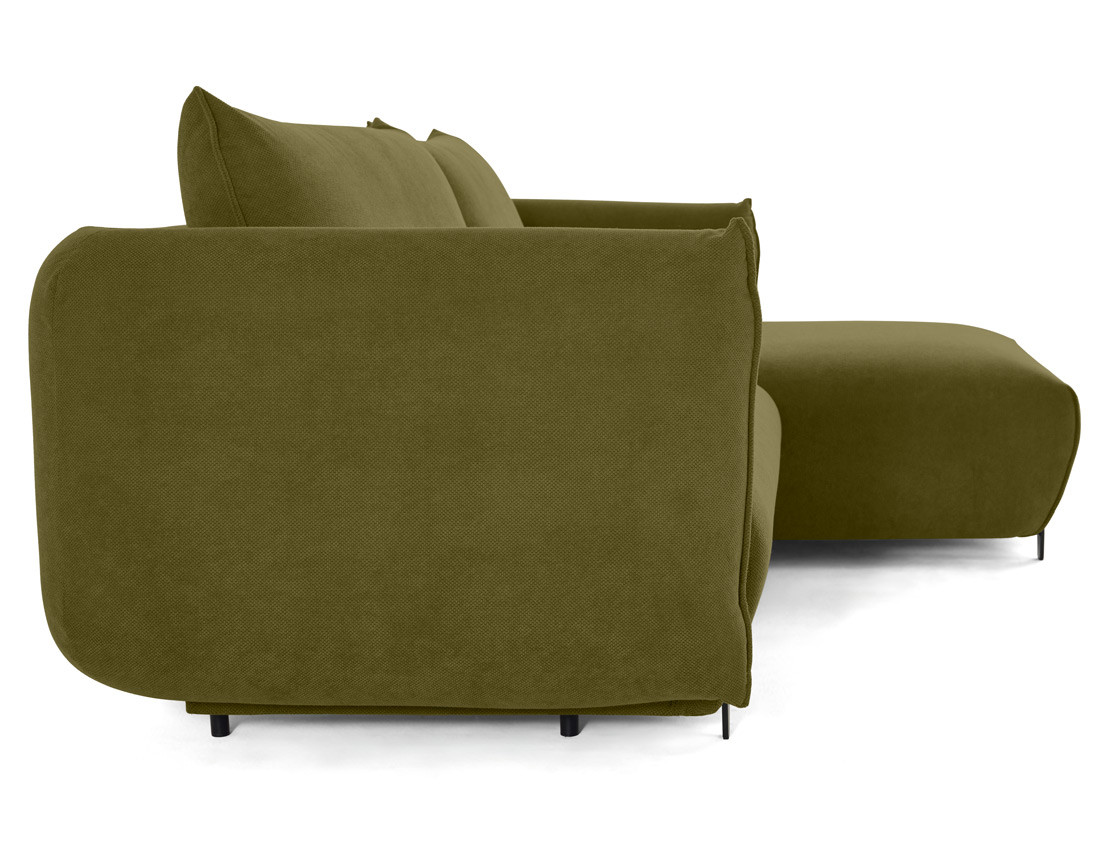 Canapé d'angle droit 4 places convertible avec coffre en tissu Gianni