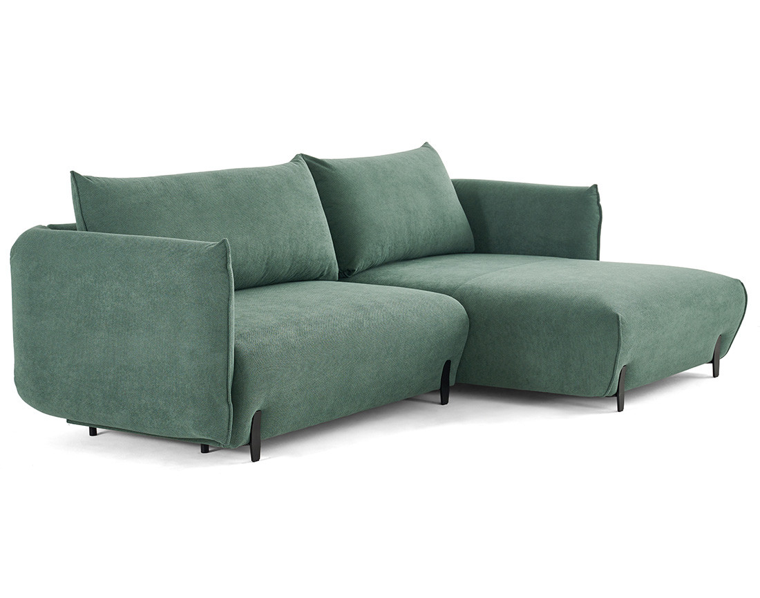 Canapé d'angle droit 4 places convertible avec coffre en tissu Gianni