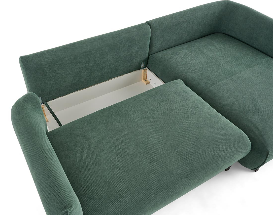 Canapé d'angle droit 4 places convertible avec coffre en tissu Gianni