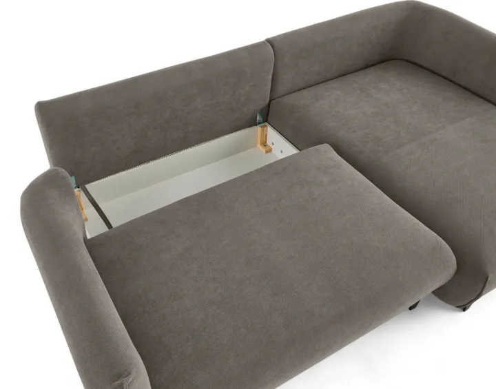 Canapé d'angle droit 4 places convertible avec coffre en tissu Gianni