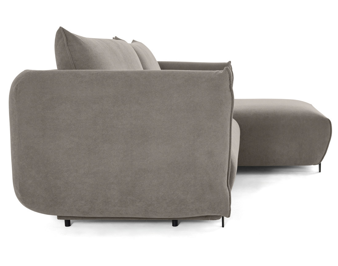 Canapé d'angle droit 4 places convertible avec coffre en tissu Gianni