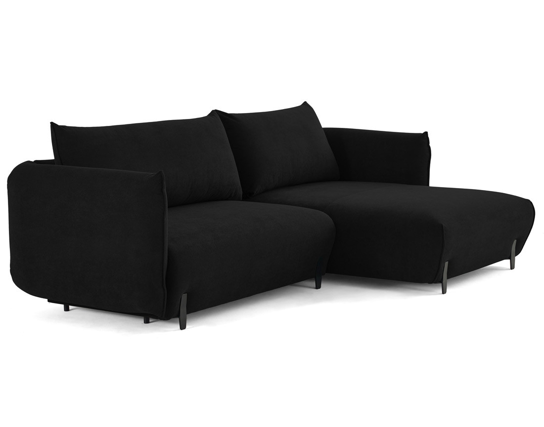 Canapé d'angle droit 4 places convertible avec coffre en tissu Gianni Canapé d'angle droit 4 places convertible avec coffre en tissu Gianni