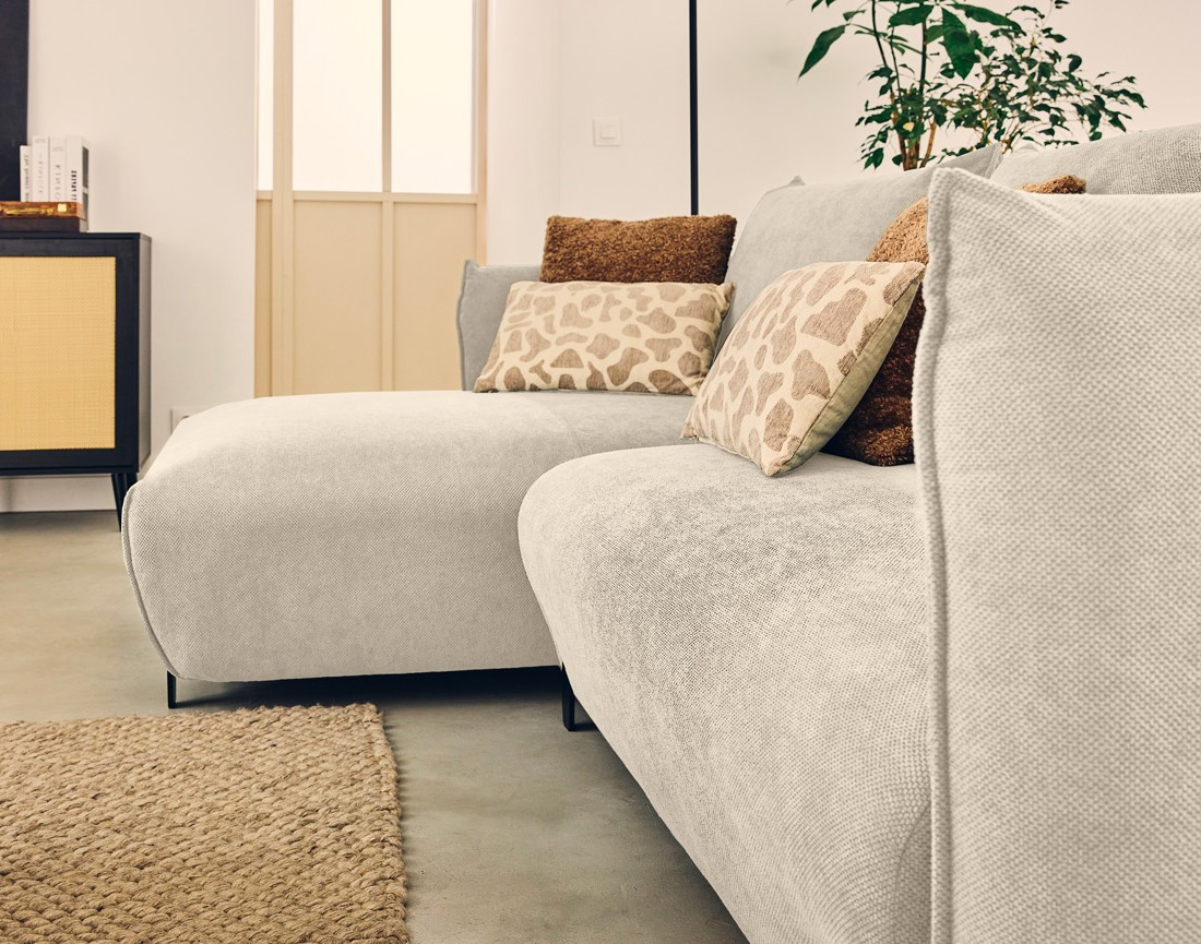 Canapé d'angle gauche 4 places convertible avec coffre en tissu Gianni Canapé d'angle gauche 4 places convertible avec coffre en tissu Gianni