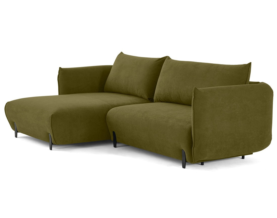 Canapé d'angle gauche 4 places convertible avec coffre en tissu Gianni