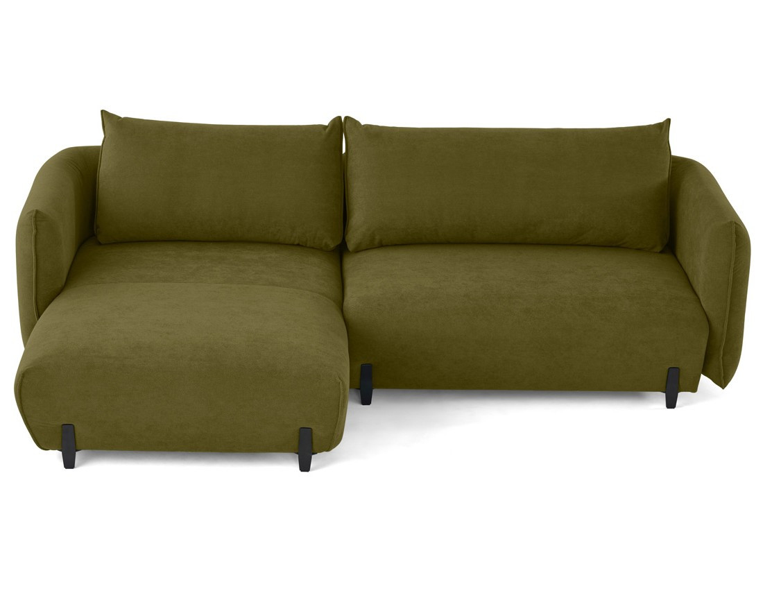 Canapé d'angle gauche 4 places convertible avec coffre en tissu Gianni