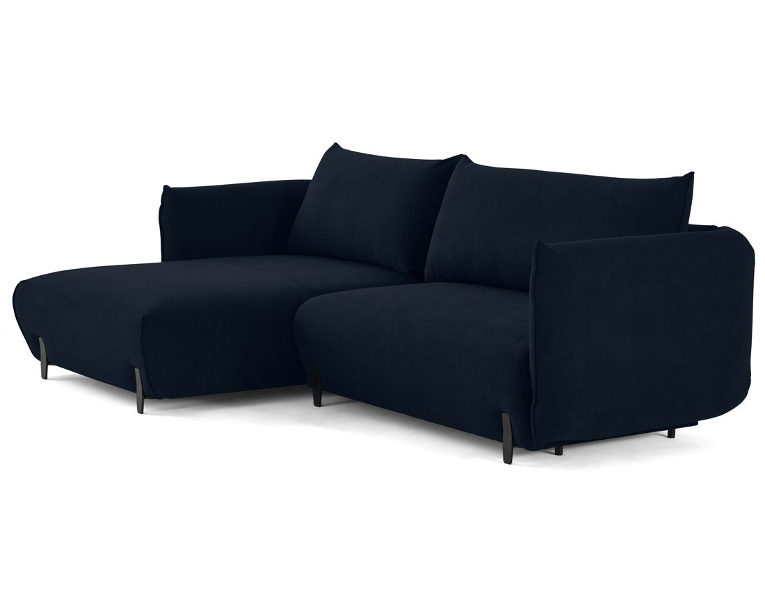 Canapé d'angle gauche 4 places convertible avec coffre en tissu Gianni