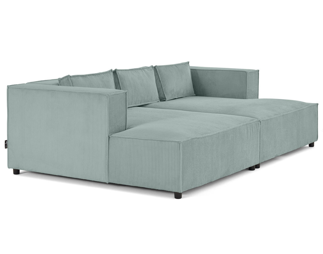 Canapé droit 3 places avec double méridienne - assise profonde - en velours côtelé Stella