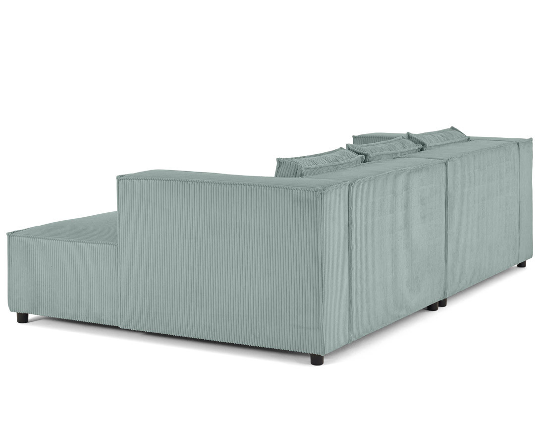 Canapé droit 3 places avec double méridienne - assise profonde - en velours côtelé Stella