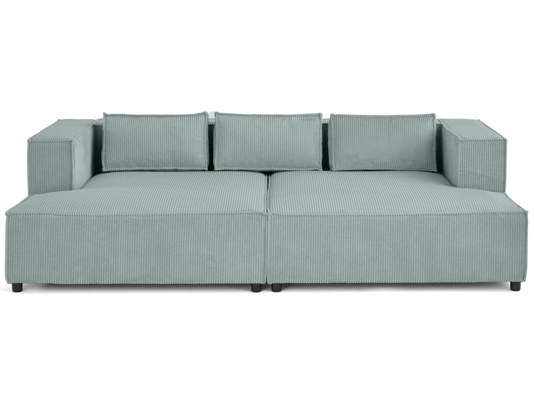 Canapé droit 3 places avec double méridienne - assise profonde - en velours côtelé Stella