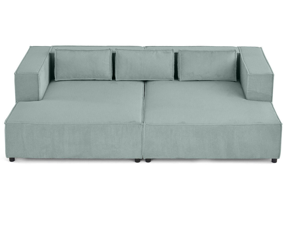 Canapé droit 3 places avec double méridienne - assise profonde - en velours côtelé Stella