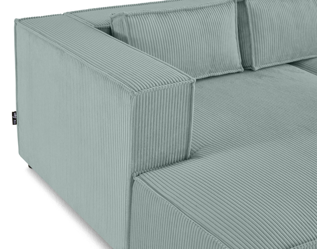 Canapé droit 3 places avec double méridienne - assise profonde - en velours côtelé Stella