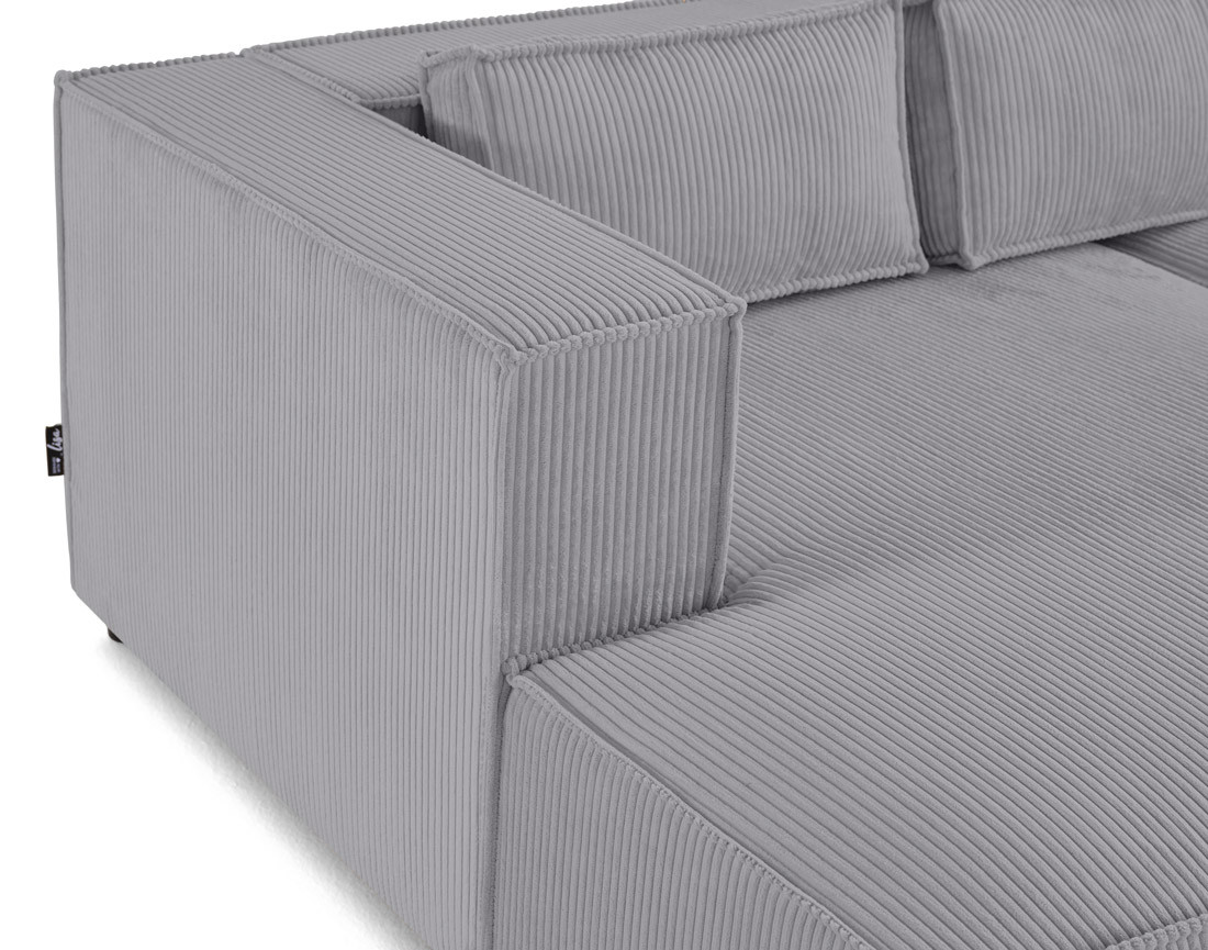 Canapé droit 3 places avec double méridienne - assise profonde - en velours côtelé Stella Canapé droit 3 places avec double méridienne - assise profonde - en velours côtelé Stella